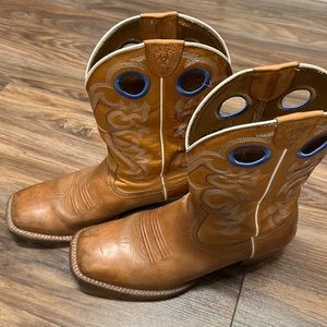 Ariat Crossfire Mens Cowboy Boots Leather Western Blue Square Toe 10.5